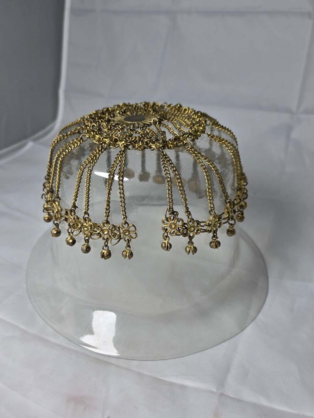 INDIAN BRIDAL GOLD PLATED HEAD DECOR Head circumference 22 1/2 to 24 - Picture 2 of 3